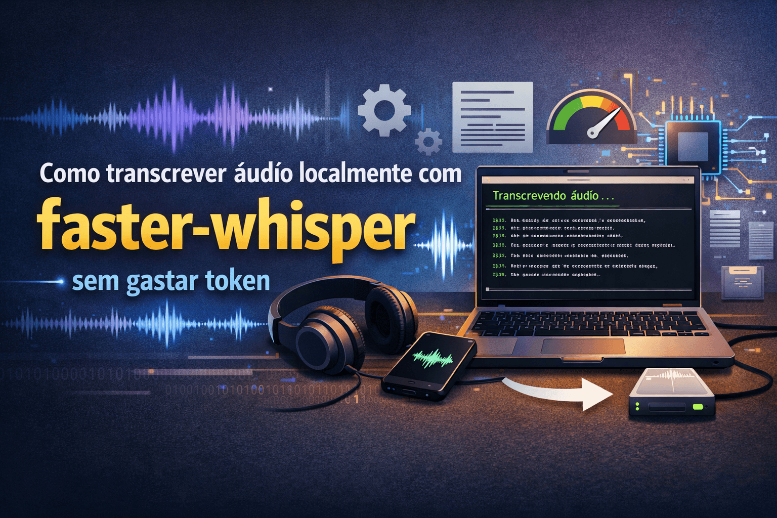 Como transcrever áudio localmente com faster-whisper sem gastar token